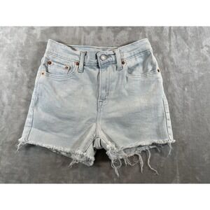 Levis Jean Shorts Womens 24 High Rise Zip Fly Frayed Hem Cut Off Bleached look